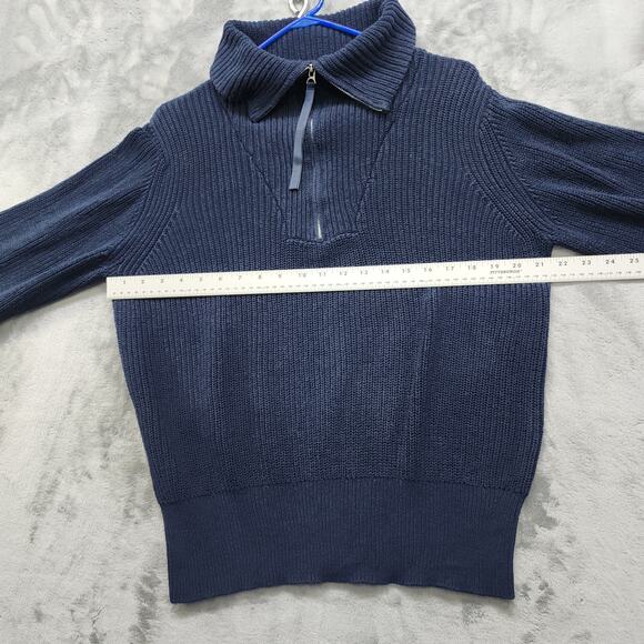 Vintage Holland America Line Sweater Women's Size L Blue Half Zip Cotton Knit - Picture 7 of 9